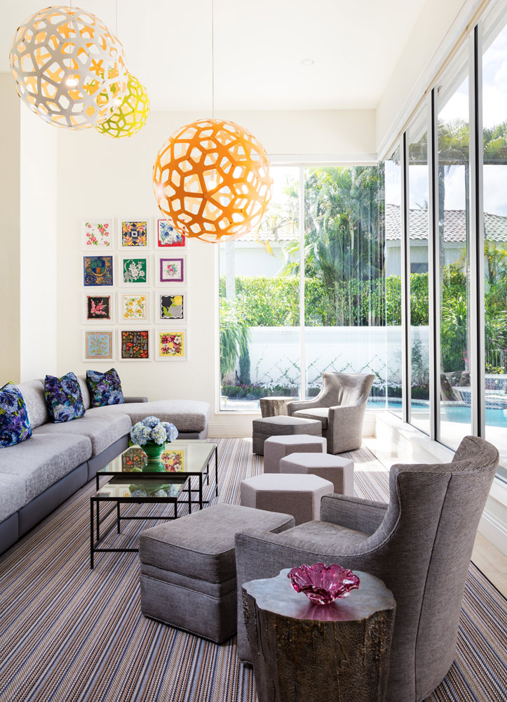 Boca Raton home sunroom interior design by Annette Jaffe Interiors