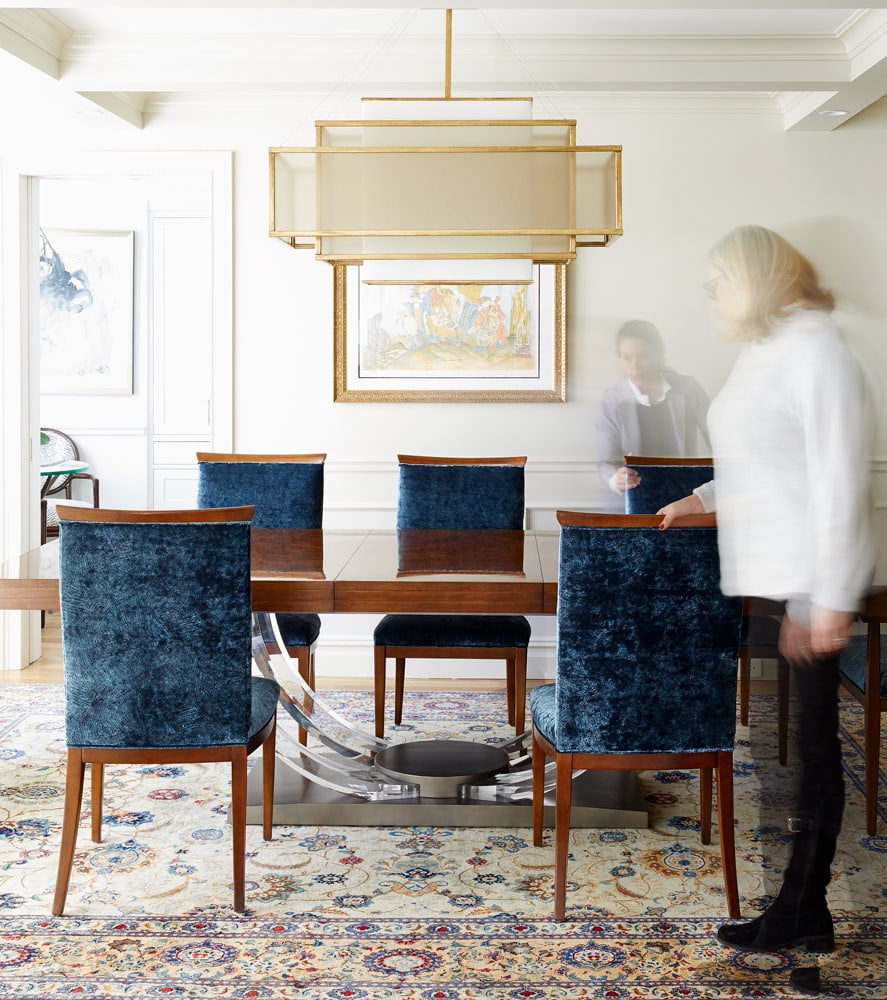 Dining room in a NYC apartment designed by Annette Jaffe Interiors