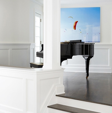 Long Island home piano room designed by Annette Jaffe Interiors