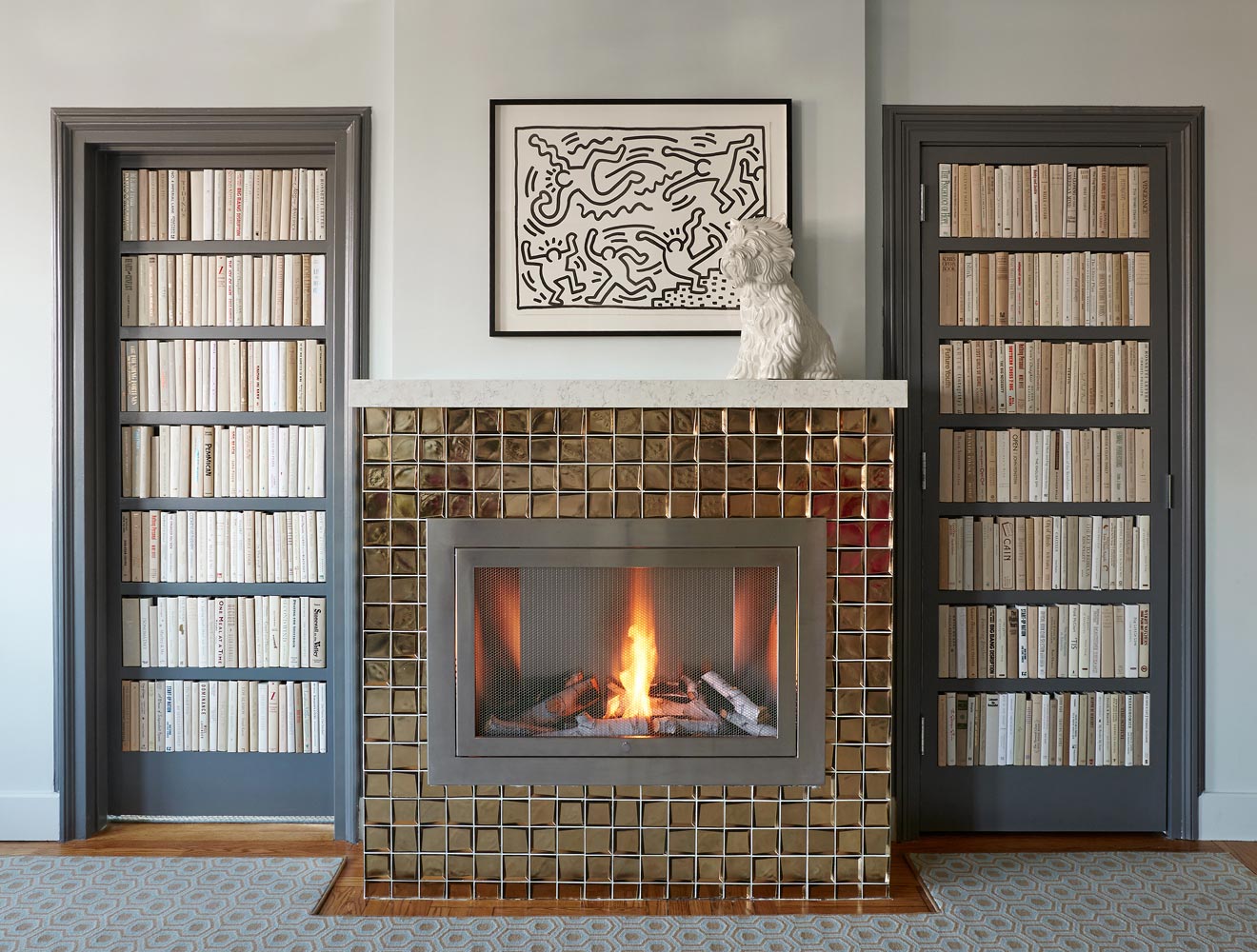 Bookcase design in a Greenwich Village apartment by Annette Jaffe Interiors
