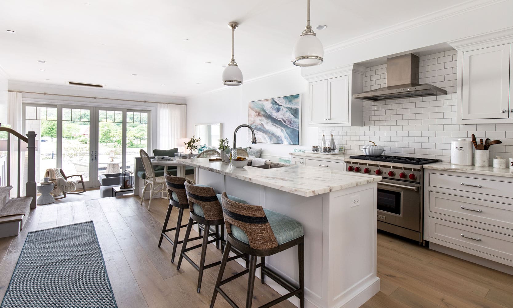 Hamptons boathouse kitchen interiors designed by Annette Jaffe Interiors