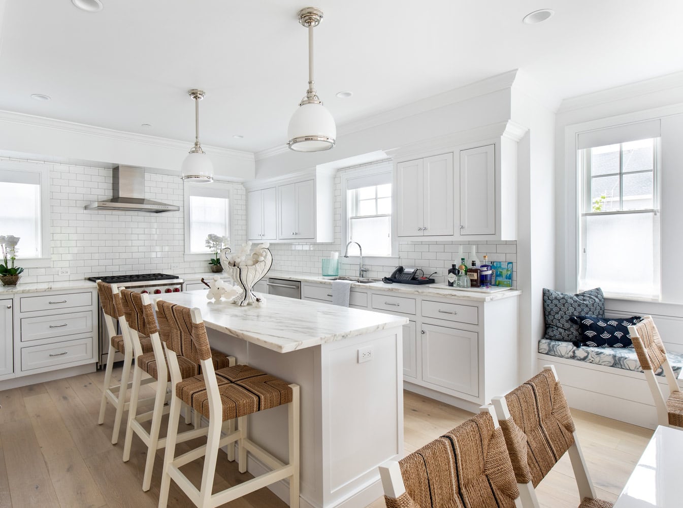 Hamptons boathouse kitchen designed by Annette Jaffe Interiors