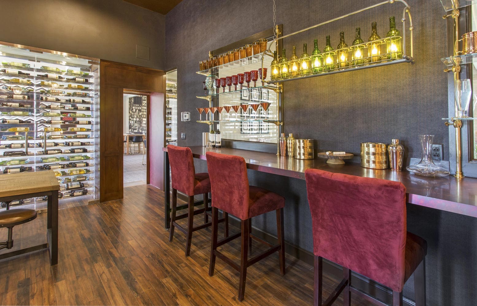 Clubhouse bar counter in Jefferson at Westtown apartment
