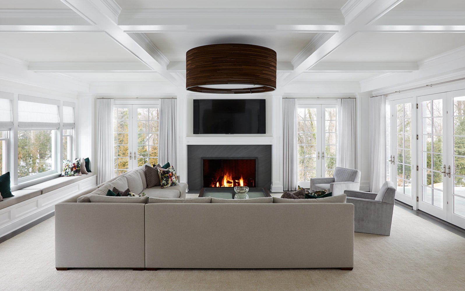 Family room on Long Island designed by Annette Jaffe Interiors