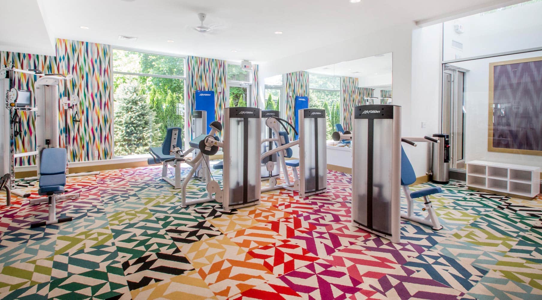 Fitness center in Stamford designed by Annette Jaffe Interiors
