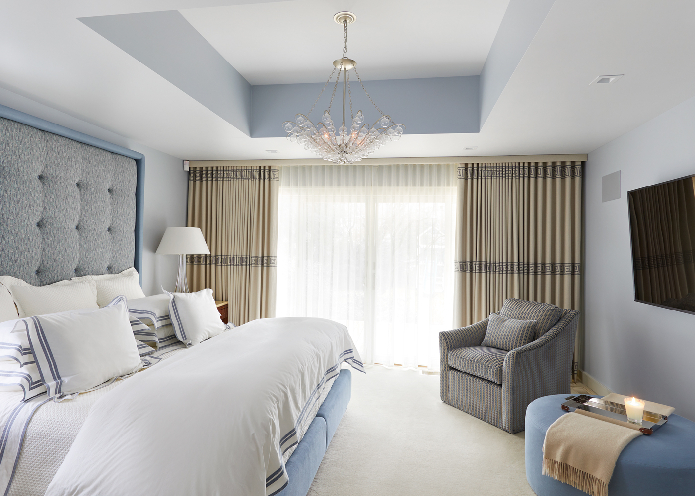 Bedroom interiors designed by Annette Jaffe Interiors in Roslyn