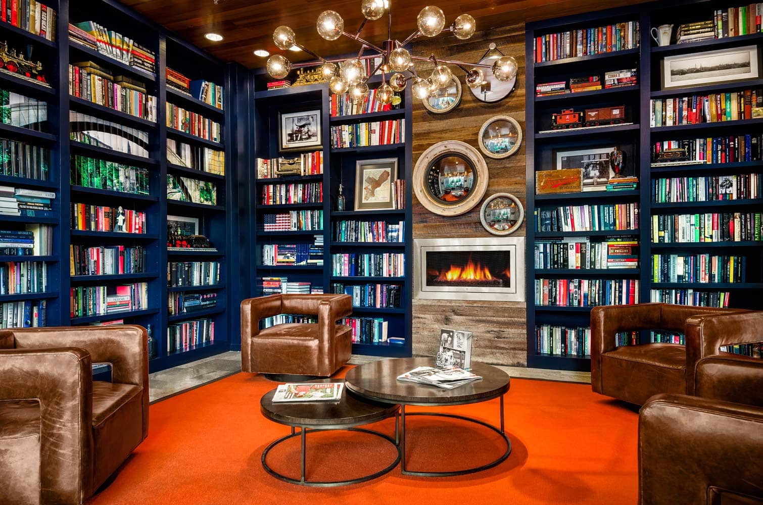 Venice Lofts library interiors designed by Annette Jaffe Interiors